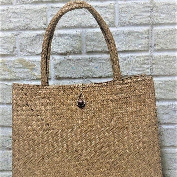 Raffia Tote Handbag Vegan Purse l - Picture 6 of 11